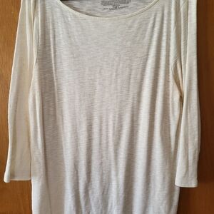 Time and Tru Women's 3/4 Sleeve Cream Tee